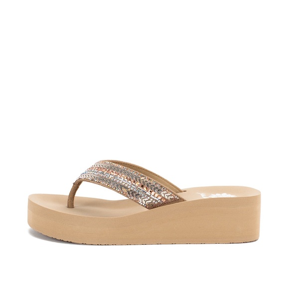 Yellow box Rathlin Flatform Sandal color Taupe medium width - Picture 2 of 5